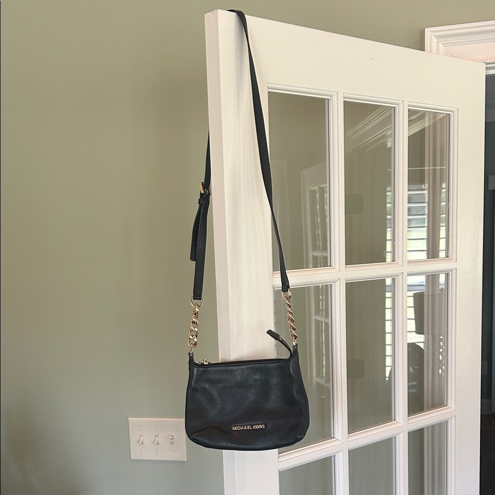 Michael Kors Black Crossbody with Gold Accents